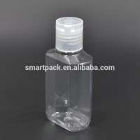 Clear PET flat 60ml instant hand sanitizer bottle squeeze bottle disc top lid or flip top cap