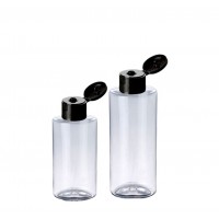 120ml 200ml Clear PET Plastic Bottles with Black Snap Top